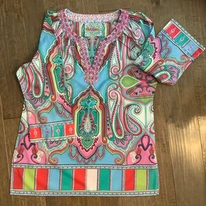 Robert Graham Colorful Paisley Women's Tunic, Size L